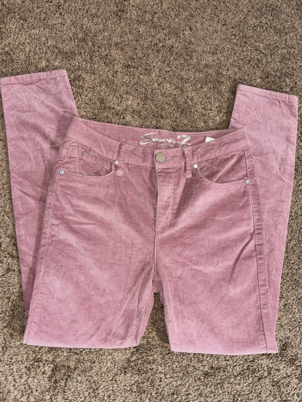 Women’s Seven7 Ultra High-Rise Skinny Pink Corduroy Jeans- Sz 4